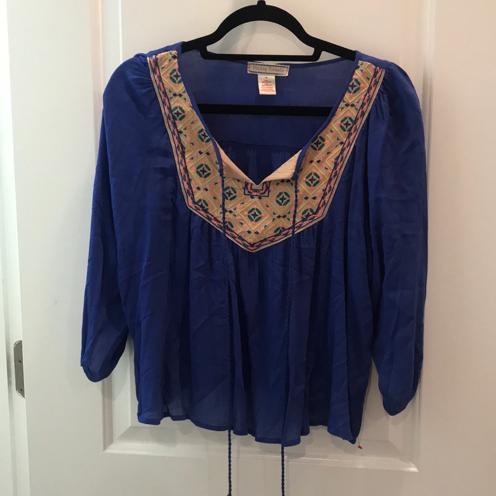 Flying tomato blue blouse